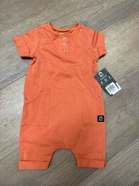 Rags Orange Short Sleeve Pocket Romper